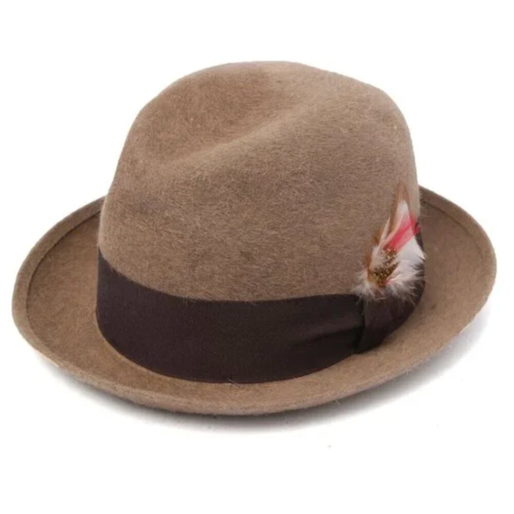 intage Mens Commandore Wool Felt Fedora Trilby Hat Brown Tan Size 7